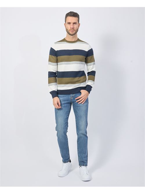 Yes Zee Men's Sweater with Asymmetric Stripes YES ZEE | M875-MK002710